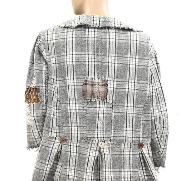 Magnolia Pearl Love Plaid Tweed Jacket Top Vintage Cotton Printed O\S 275107 - Picture 4 of 4